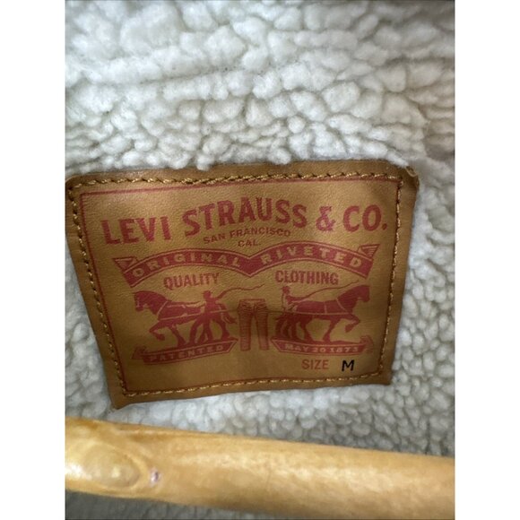 Levis Sherpa Lined Trucker Jacket Men M Snap Gray Soft Finish - Picture 4 of 5